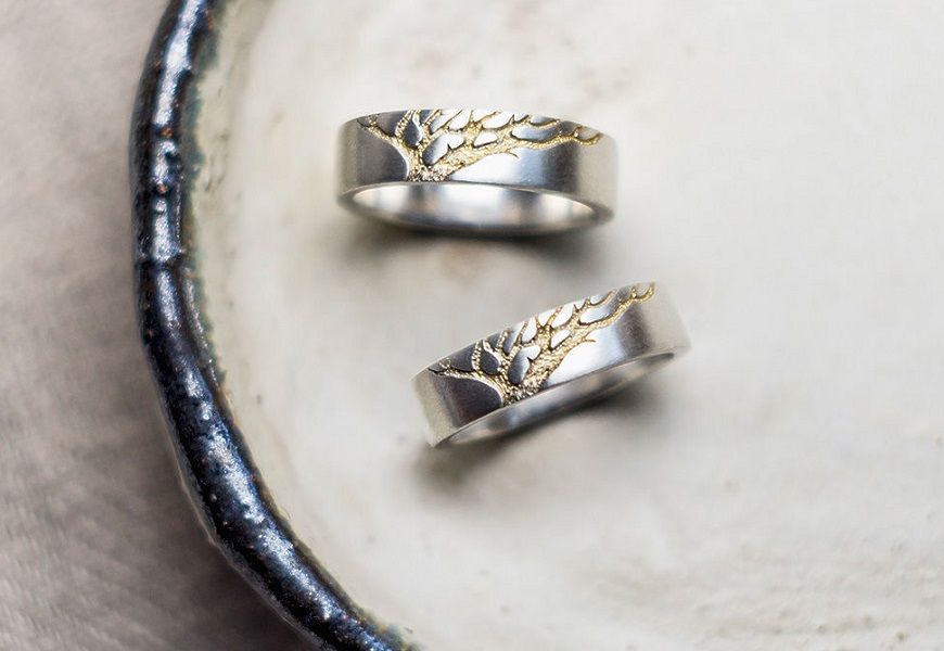 Golden Tree Wedding Rings