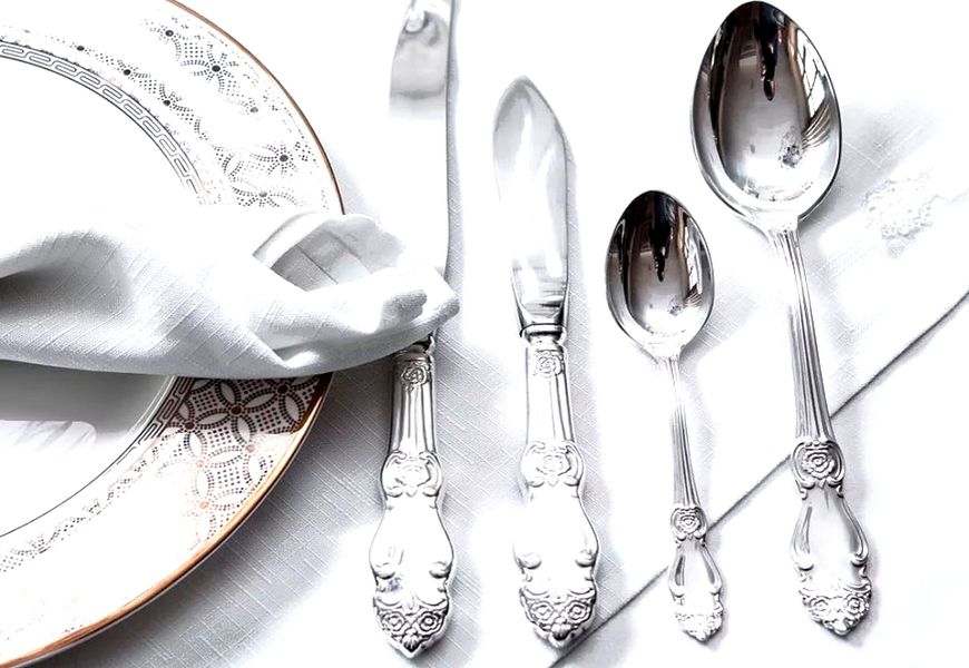 Silver spoons, teaspoons, forks, knives